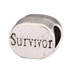 5 x Survivor Charms Beads Antique Silver Tone European Charm Beads  #MEC-60